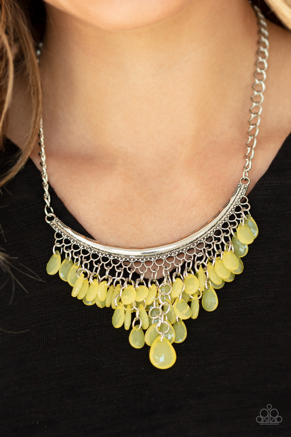 Rio Rainfall - Yellow Paparazzi Accessories Necklace $5 Jewelry with Janet Morgan Necklaces