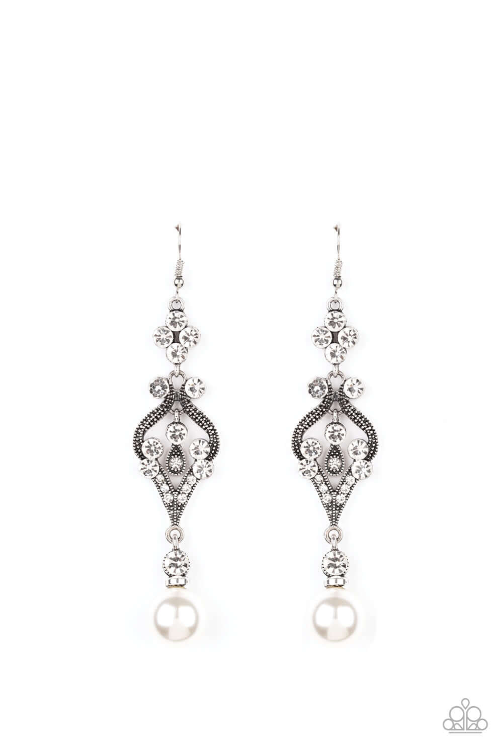 Elegantly Extravagant - Paparazzi Accessories White Earrings $5 Jewelry with Janet Morgan EARRINGS