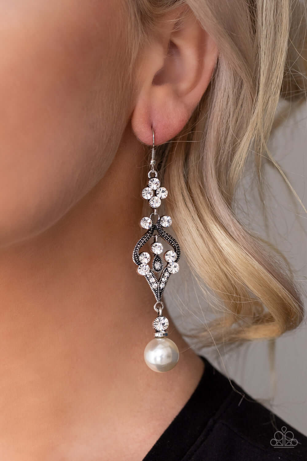 Elegantly Extravagant - Paparazzi Accessories White Earrings $5 Jewelry with Janet Morgan EARRINGS