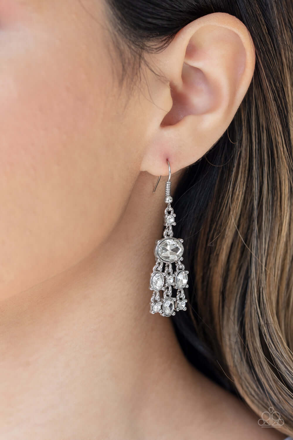 Demurely Divine - White - Paparazzi Accessories Earrings $5 Jewelry with Janet Morgan Earrings