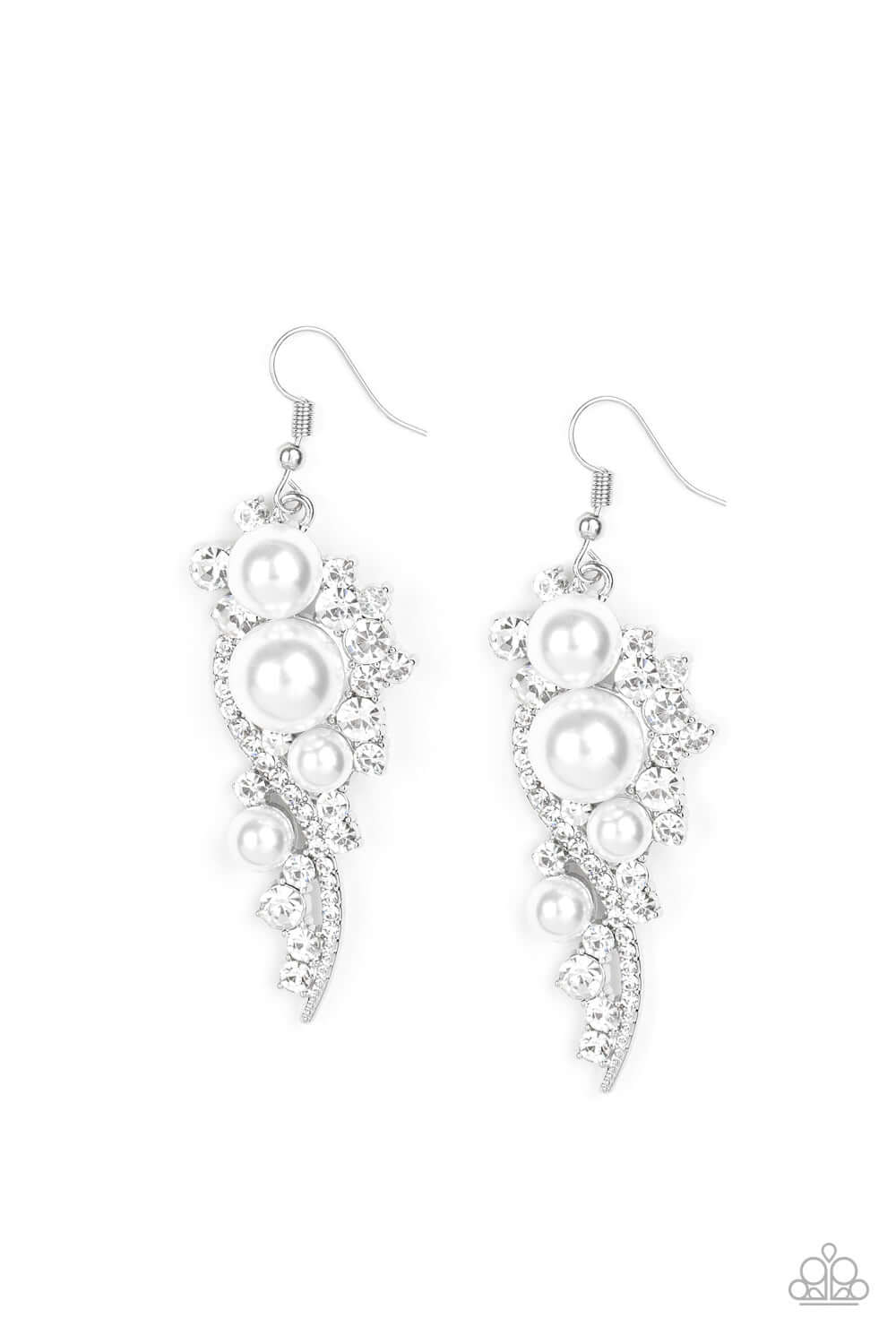 High-End Elegance - White Paparazzi Accessories Earrings $5 Jewelry with Janet Morgan Earrings