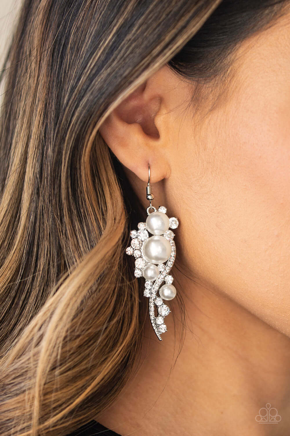 High-End Elegance - White Paparazzi Accessories Earrings $5 Jewelry with Janet Morgan Earrings