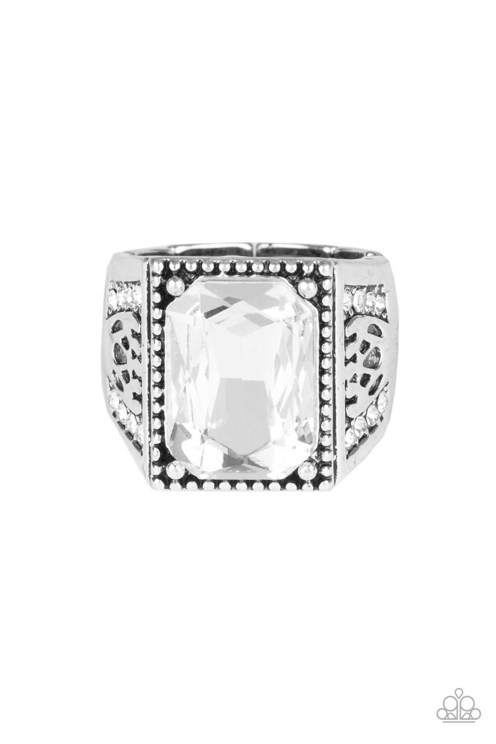 Conquered - White - Paparazzi Accessories Mens Ring $5 Jewelry with Janet Morgan rings