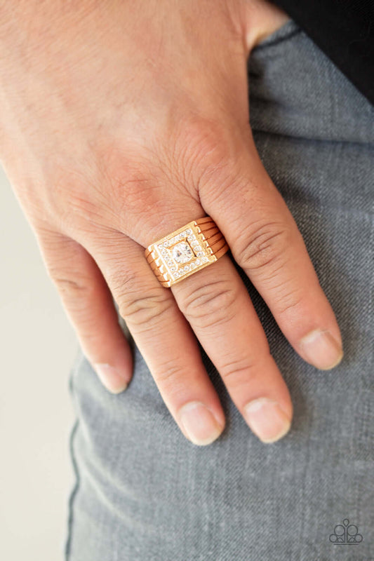 Plunder - Gold Paparazzi Ring $5 Jewelry with Janet Morgan rings