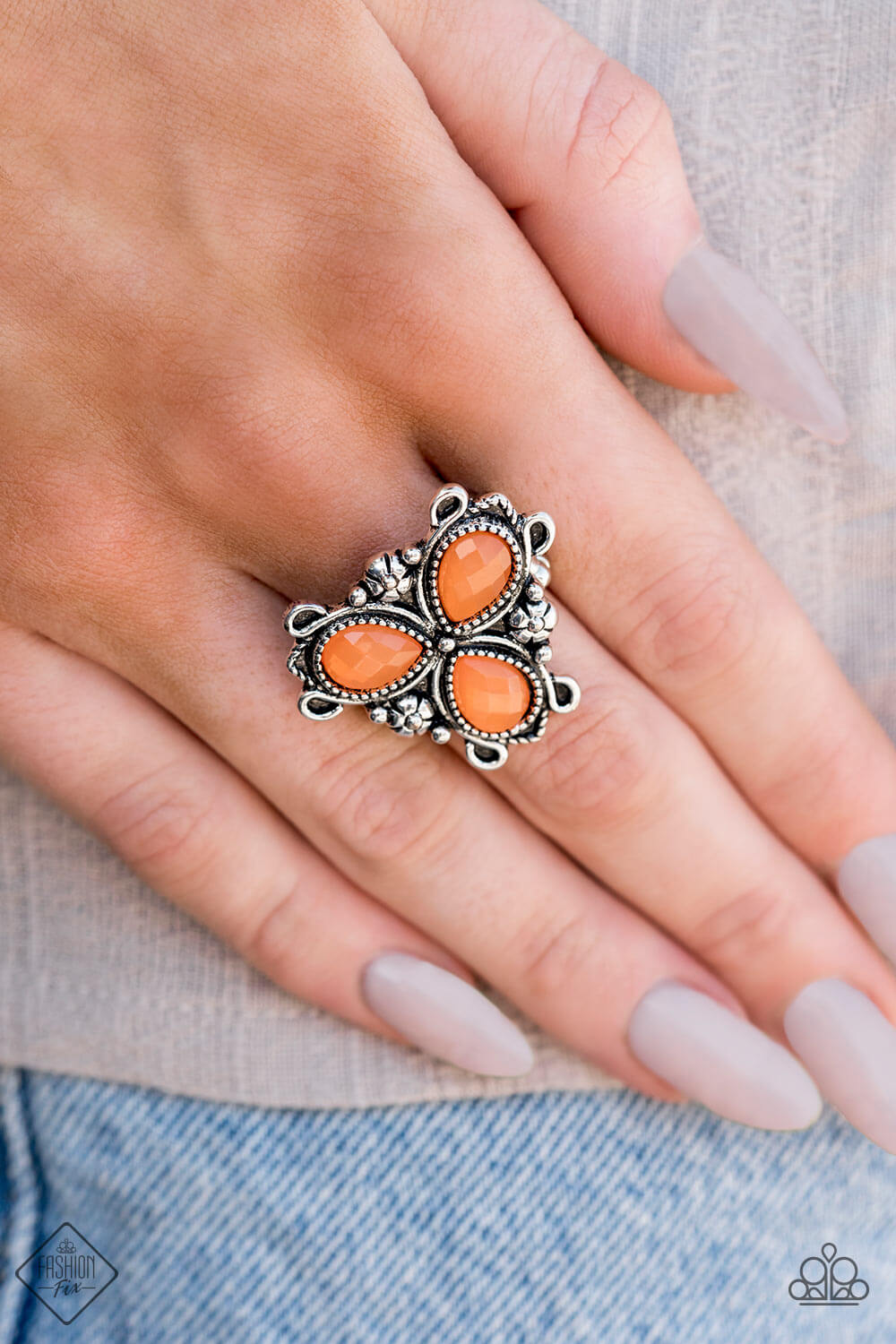 Ambrosial Garden - Orange- Paparazzi Accessories Ring $5 Jewelry with Janet Morgan rings