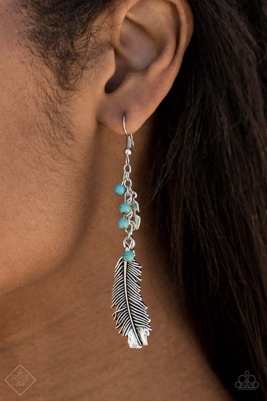 Find Your Flock - Paparazzi Accessories Blue Feather Earrings $5 Jewelry with Janet Morgan Earrings