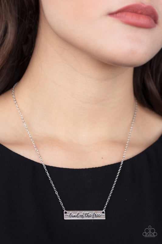 Land Of The Free - Paparazzi Accessories Silver Necklace $5 Jewelry with Janet Morgan Necklace