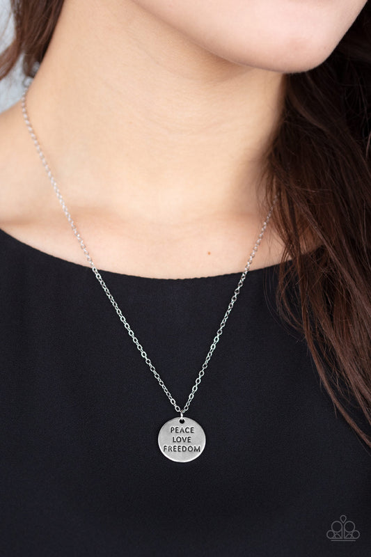 Freedom Isnt Free - Paparazzi Accessories Silver Necklace $5 Jewelry with Janet Morgan Necklace