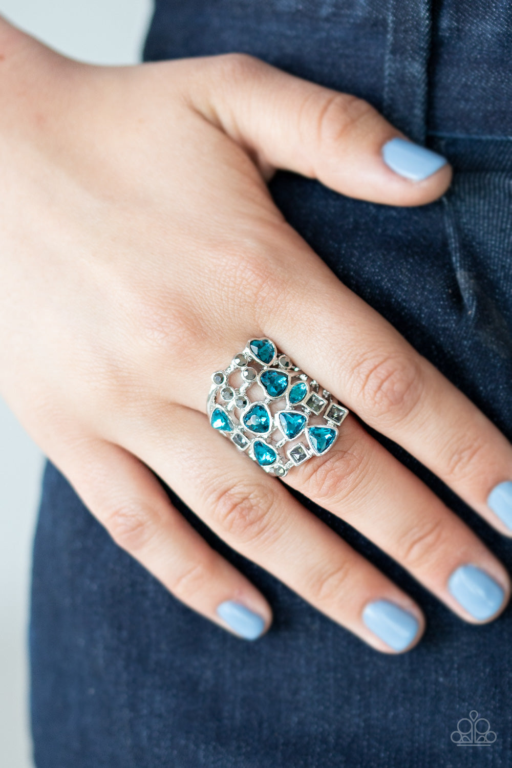 Glitter Flirt - Blue Paparazzi Ring $5 Jewelry with Janet Morgan rings