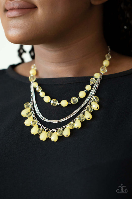 Awe-Inspiring Iridescence - Yellow - Paparazzi Accessories Necklace $5 Jewelry with Janet Morgan Necklaces