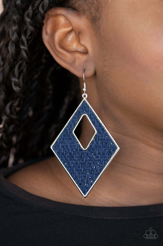 Woven Wanderer - Blue Paparazzi Accessories Earrings $5 Jewelry with Janet Morgan Earrings