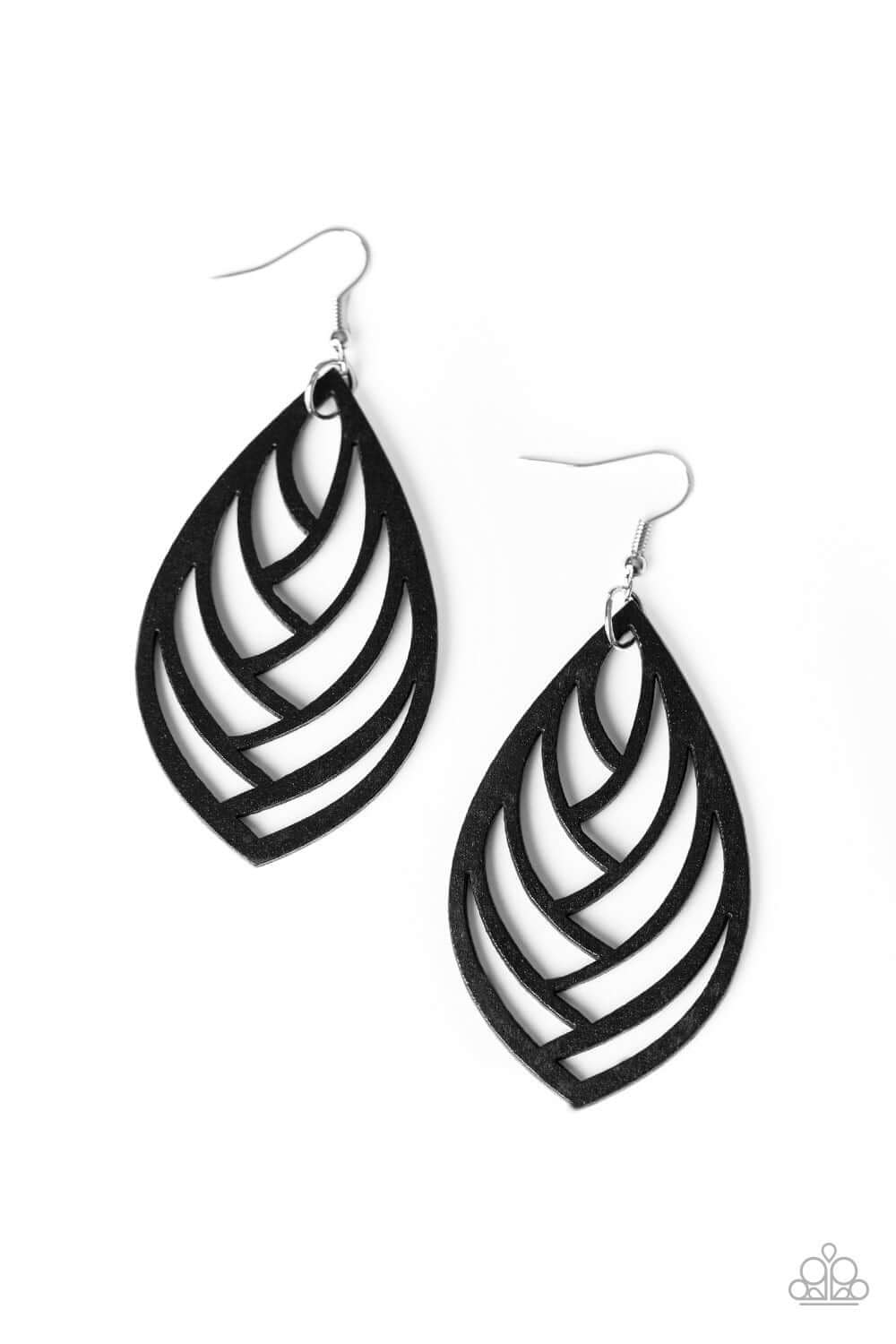 Out of the Woodwork - Black Paparazzi Accessories Earrings $5 Jewelry with Janet Morgan EARRINGS