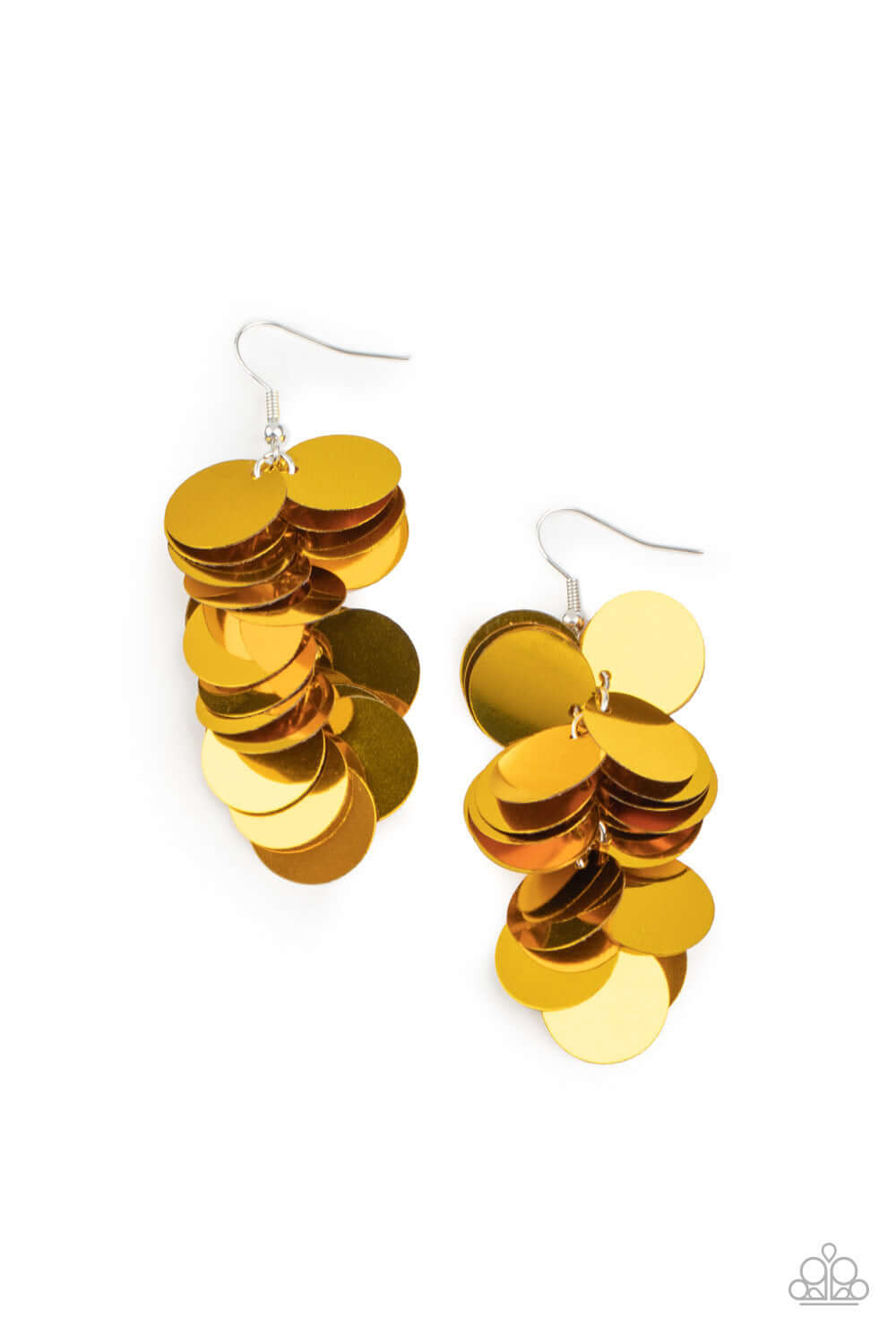 Now You SEQUIN It - Gold Paparazzi Accessories Earrings $5 Jewelry with Janet Morgan Earrings