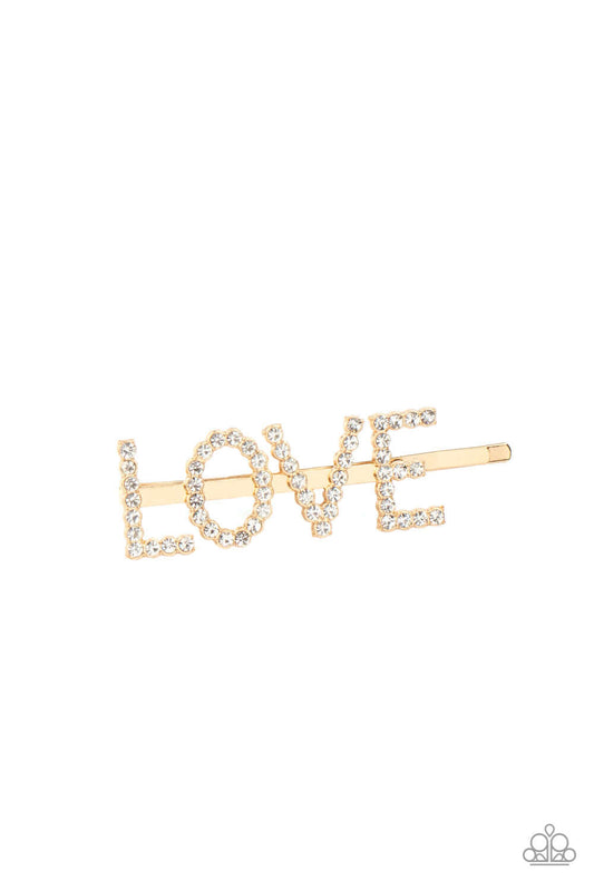 All You Need Is Love - Gold Paparazzi Accessories Hair Clip $5 Jewelry with Janet Morgan Hair Accessories