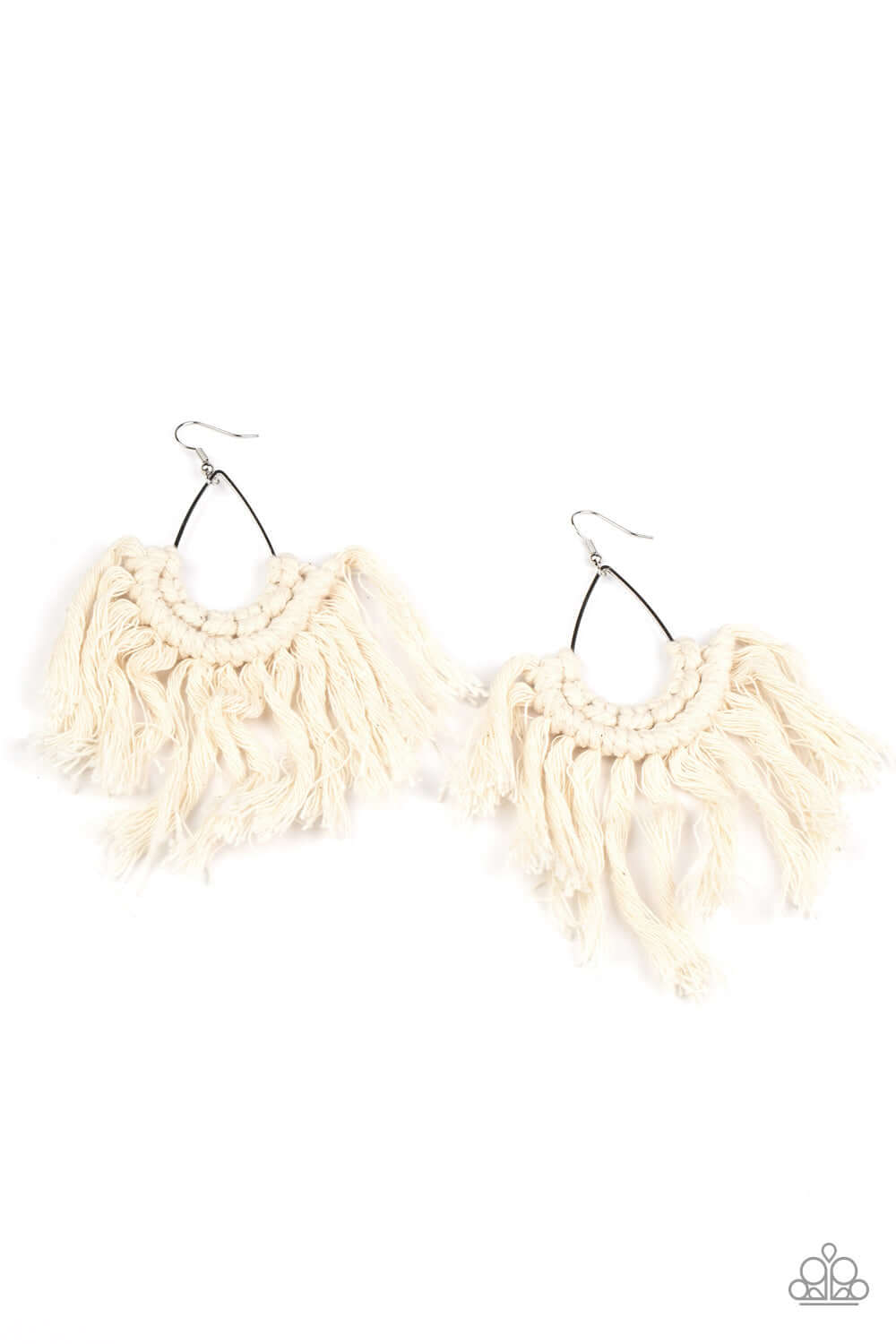 Wanna Piece Of MACRAME? - White Paparazzi Accessories Earrings $5 Jewelry with Janet Morgan Earrings