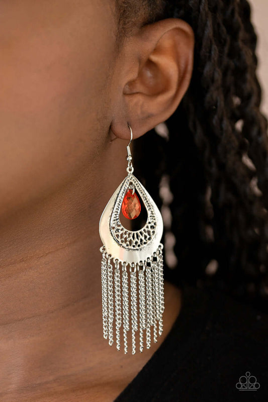 Scattered Storms - Red Paparazzi Accessories Earrings $5 Jewelry with Janet Morgan Earrings