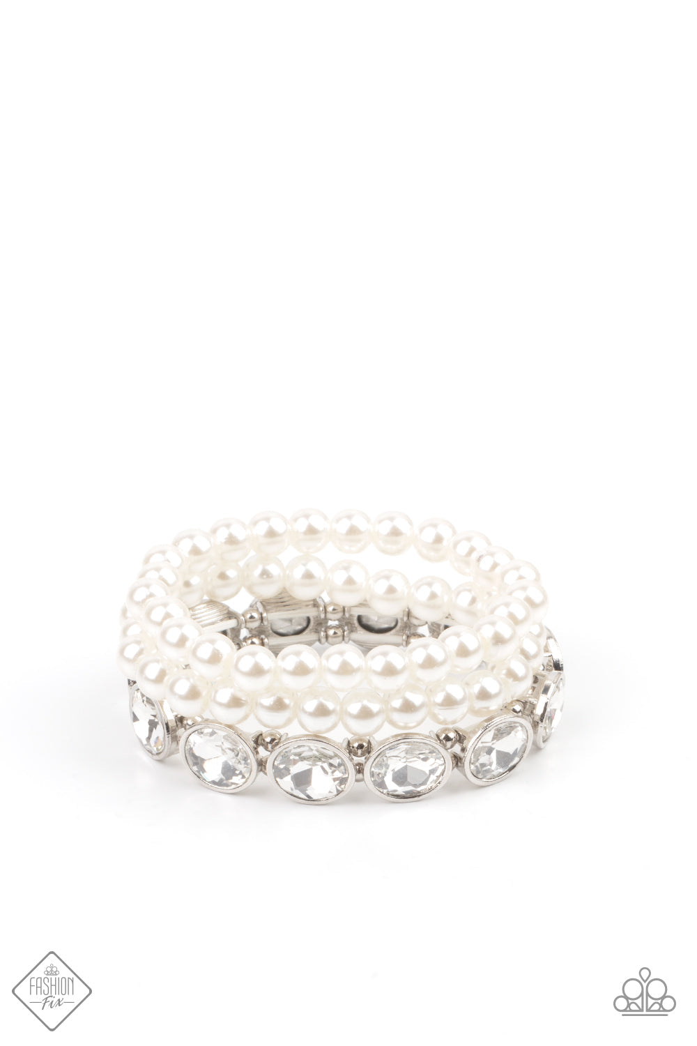 Flawlessly Flattering - White Paparazzi Accessories Bracelet $5 Jewelry with Janet Morgan Bracelets