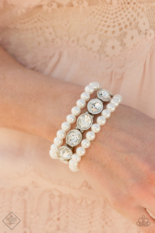 Flawlessly Flattering - White Paparazzi Accessories Bracelet $5 Jewelry with Janet Morgan Bracelets