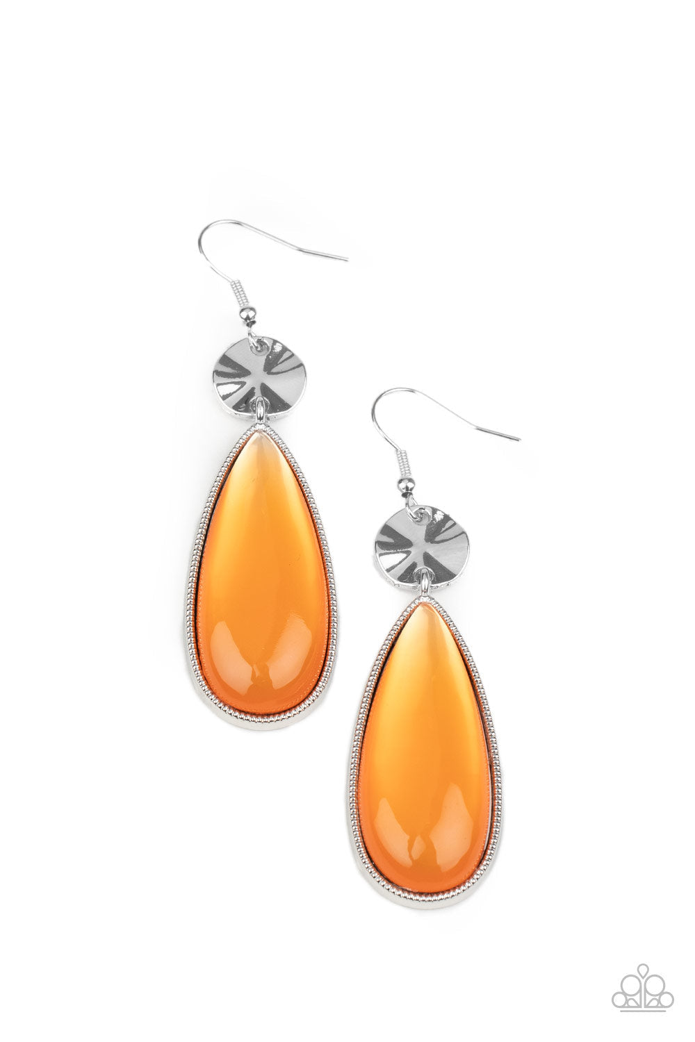 Jaw-Dropping Drama - Orange Paparazzi Earring $5 Jewelry with Janet Morgan Earrings