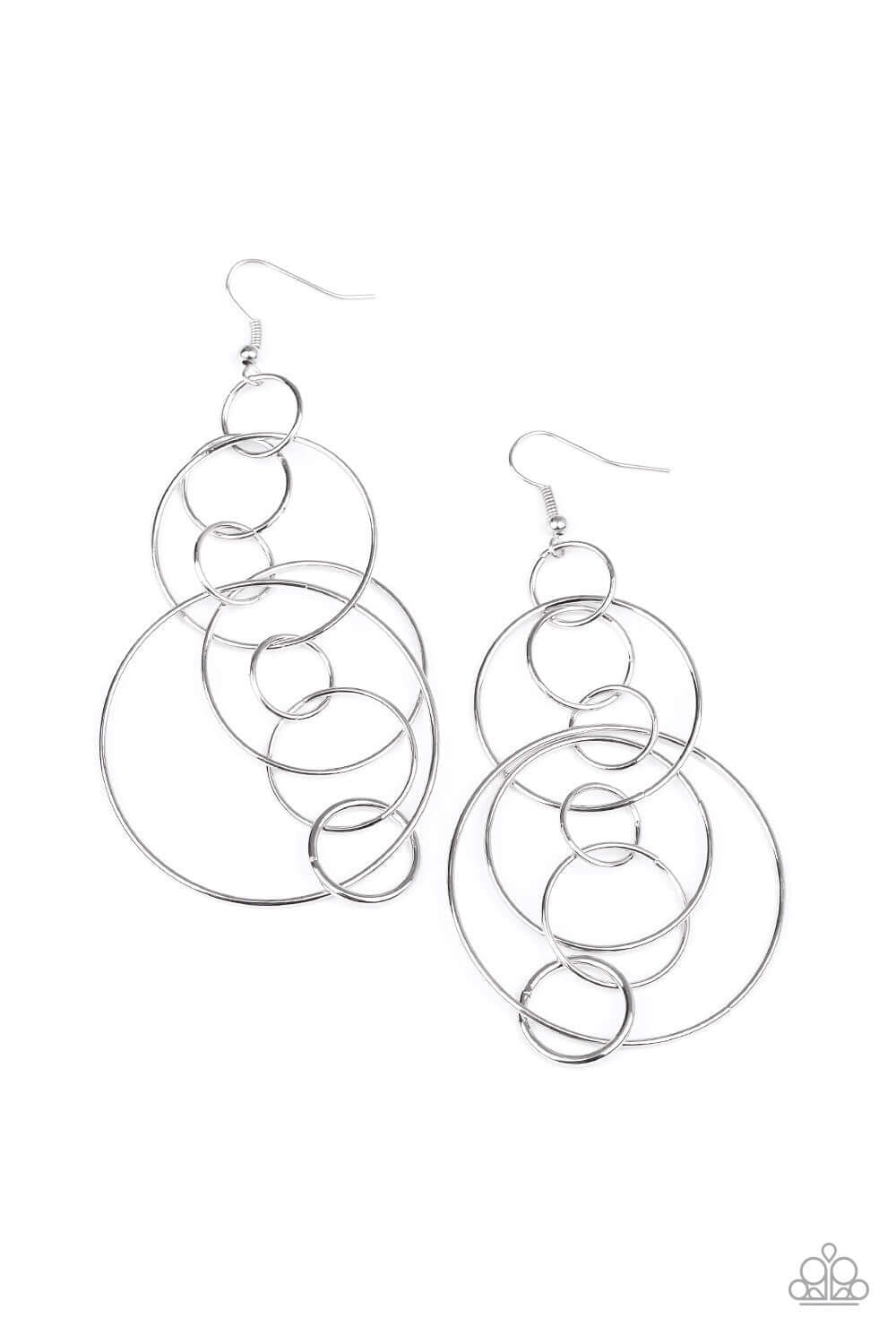 Running Circles Around You - Silver Paparazzi Accessories Earrings $5 Jewelry with Janet Morgan Earrings