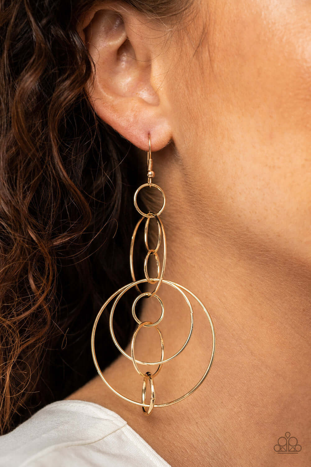 Running Circles Around You - Gold Paparazzi Accessories Earrings $5 Jewelry with Janet Morgan Earrings