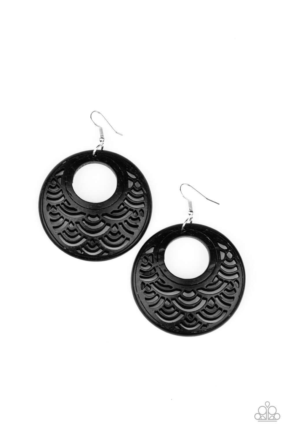 Tropical Canopy - Black Paparzzi Accessories Earrings $5 Jewelry with Janet Morgan Earrings