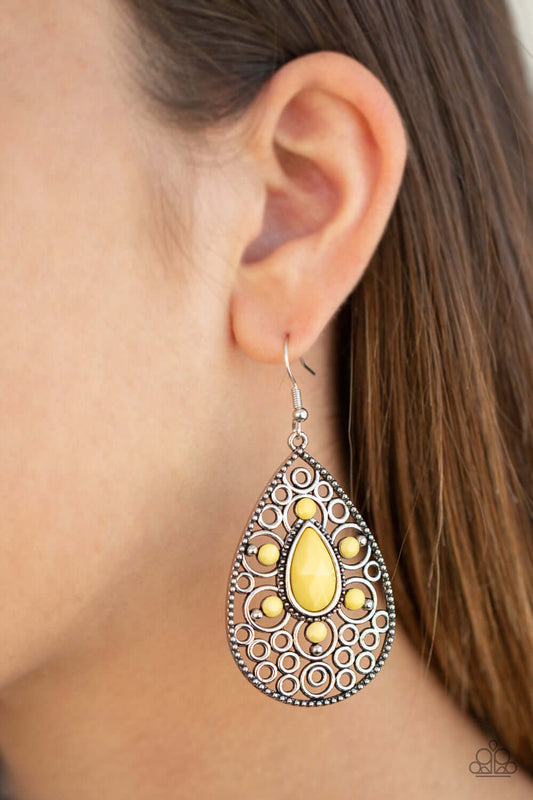 Modern Garden - Yellow Paparazzi Accessories Earrings $5 Jewelry with Janet Morgan Earrings