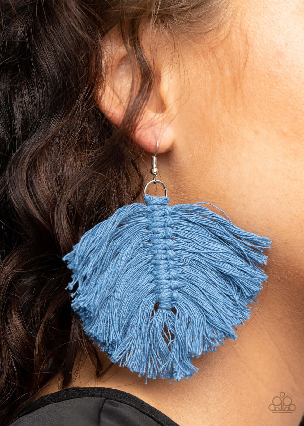 Macrame Mamba - Blue Paparazzi Accessories Earrings $5 Jewelry with Janet Morgan Earrings