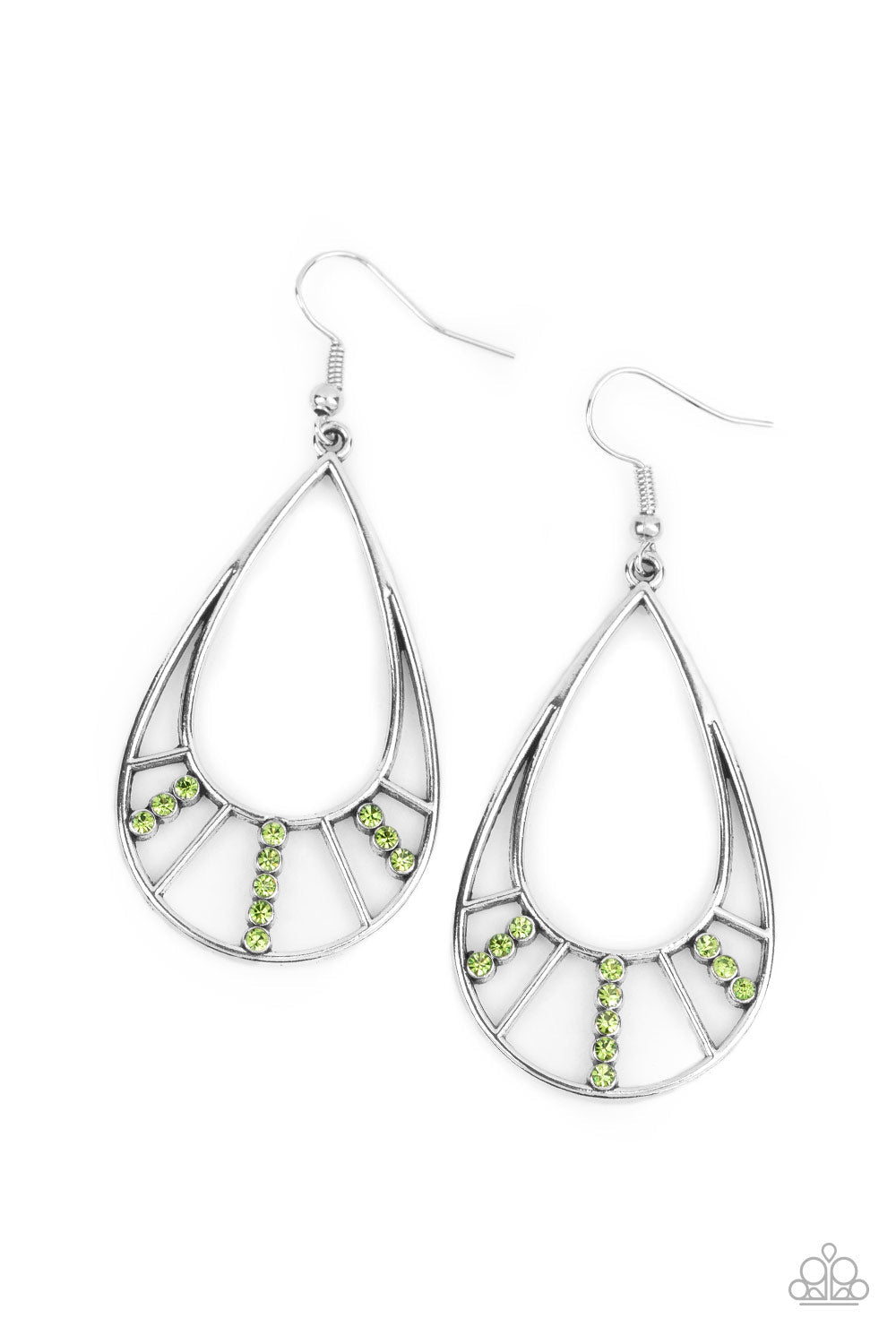 Line Crossing Sparkle - Green Paparazzi Earrings $5 Jewelry with Janet Morgan Earrings