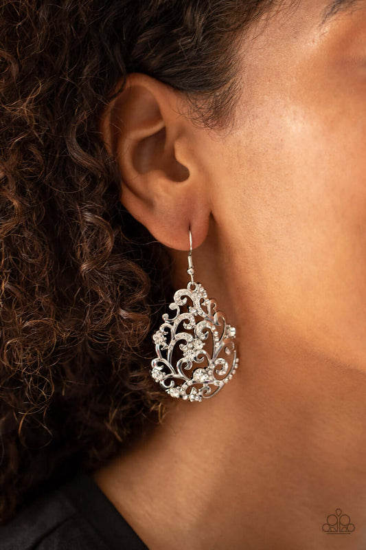 Winter Garden - White Paparazzi Accessories Earrings $5 Jewelry with Janet Morgan Earrings