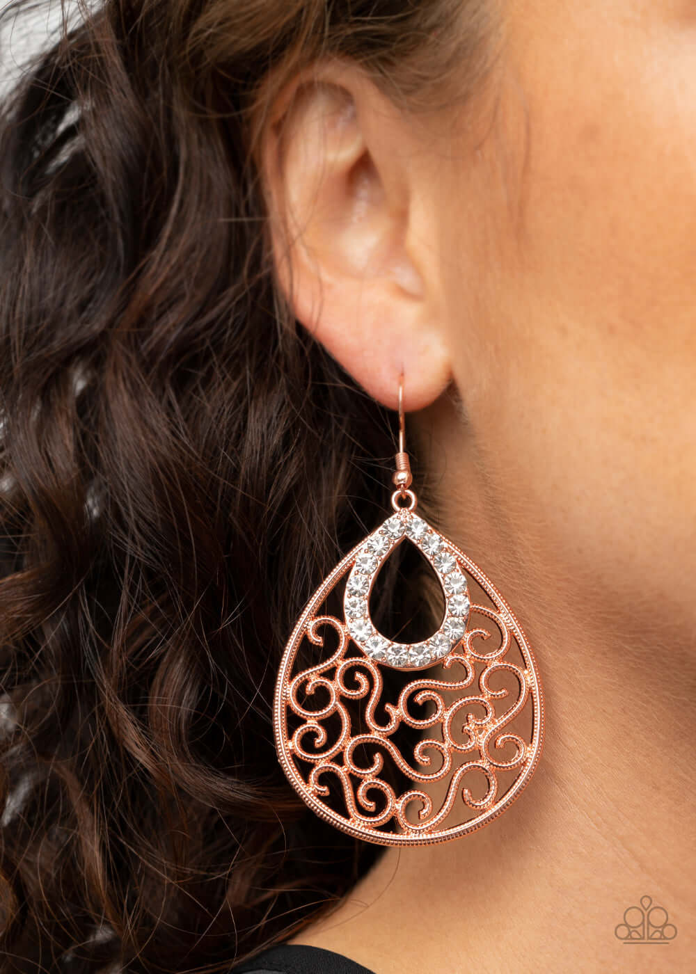 Seize The Stage - Copper Paparazzi Accessories Earrings $5 Jewelry with Janet Morgan Earrings