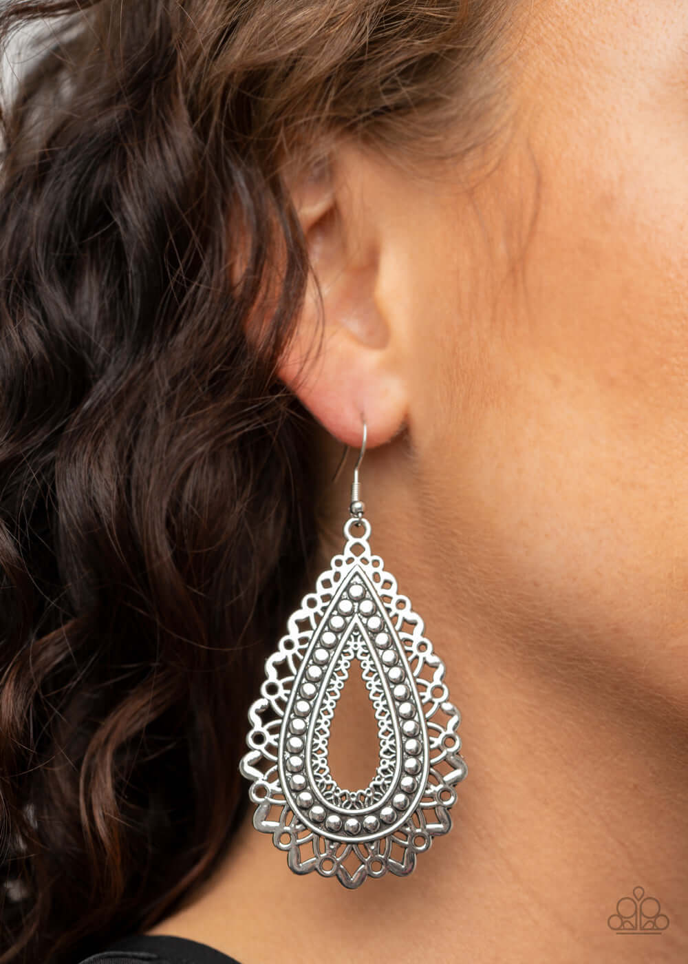 TMST Bling Texture Garden - Silver Paparazzi Accessories Earrings