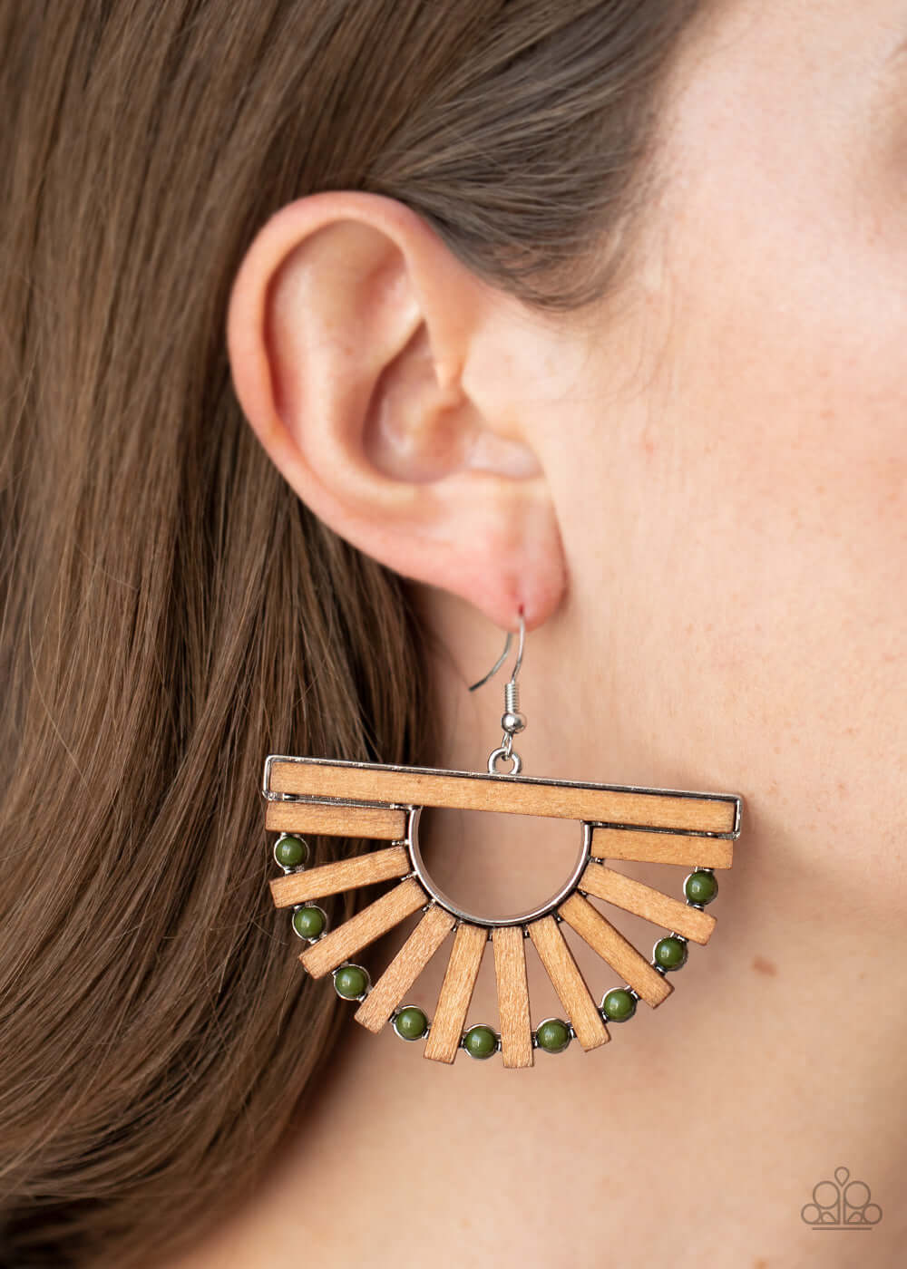 Wooden Wonderland - Green Paparazzi Accessories Earrings $5 Jewelry with Janet Morgan Earrings