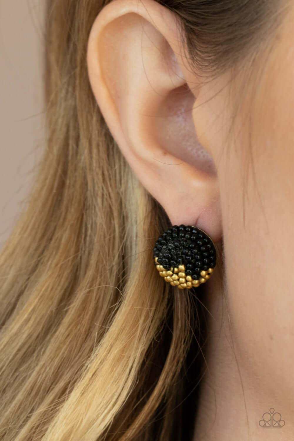 As Happy As Can BEAD - Black - Paparazzi Accessories Earrings $5 Jewelry with Janet Morgan Earrings