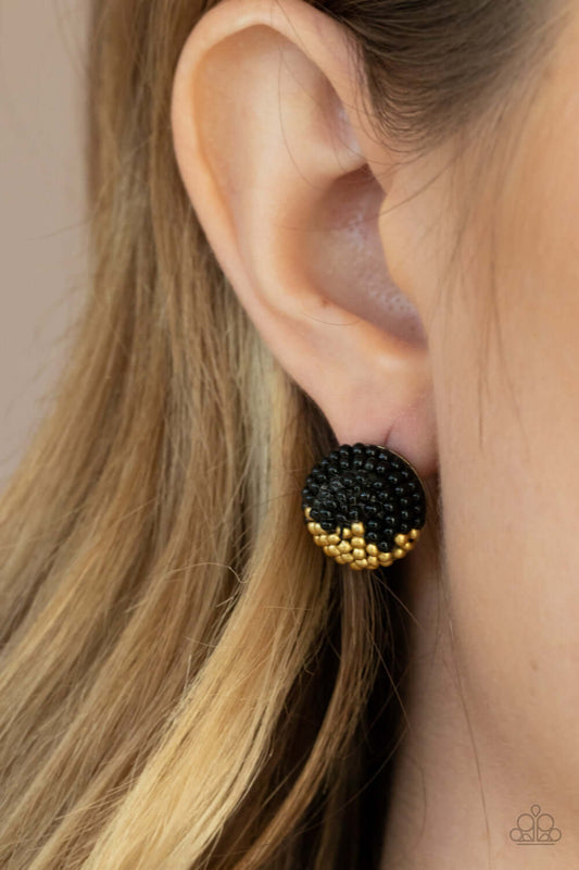 As Happy As Can BEAD - Black - Paparazzi Accessories Earrings $5 Jewelry with Janet Morgan Earrings