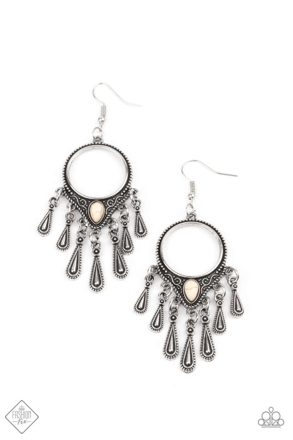 Ranger Rhythm - White Paparazzi Accessories Earrings $5 Jewelry with Janet Morgan Earrings