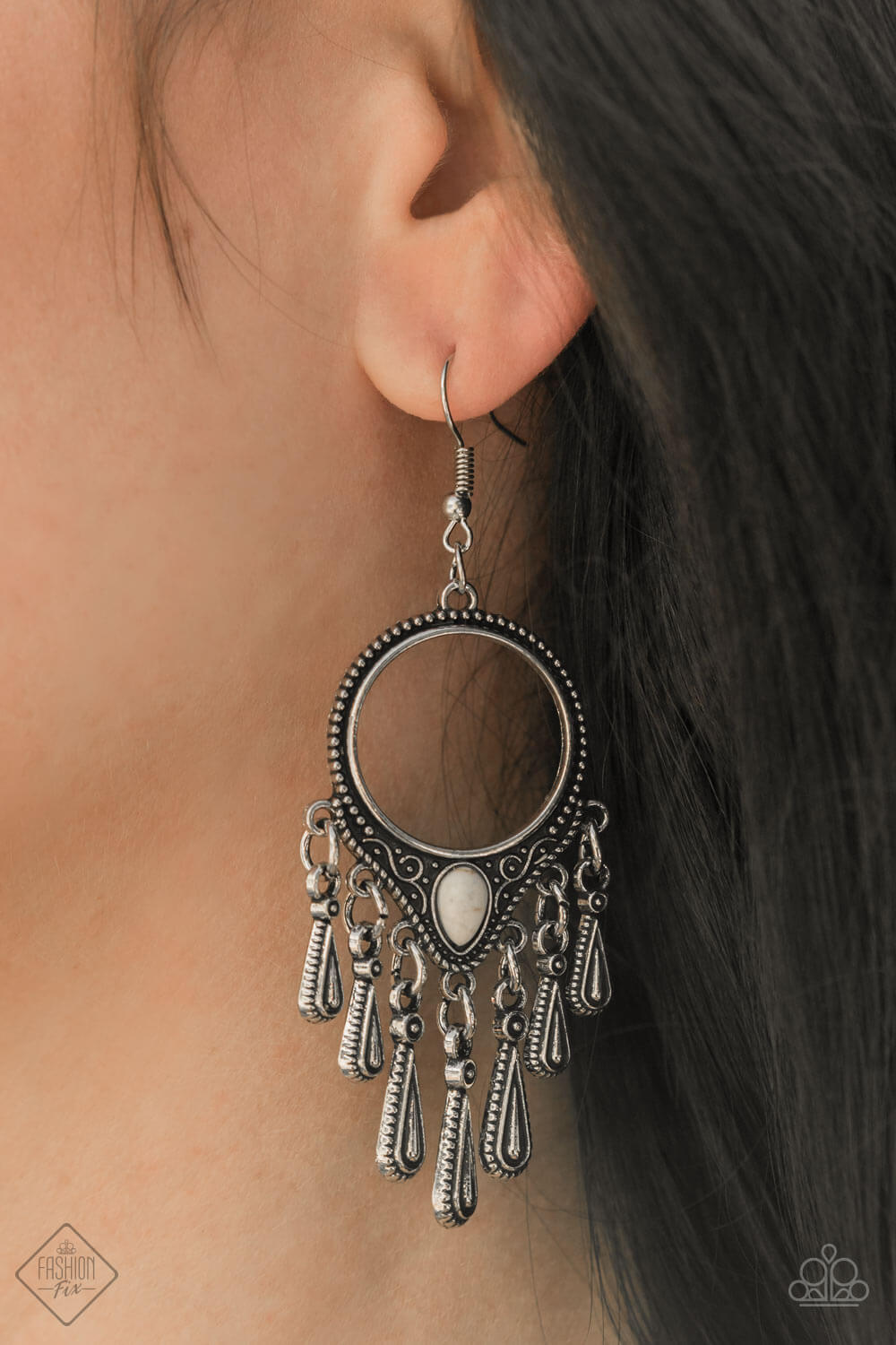 Ranger Rhythm - White Paparazzi Accessories Earrings $5 Jewelry with Janet Morgan Earrings