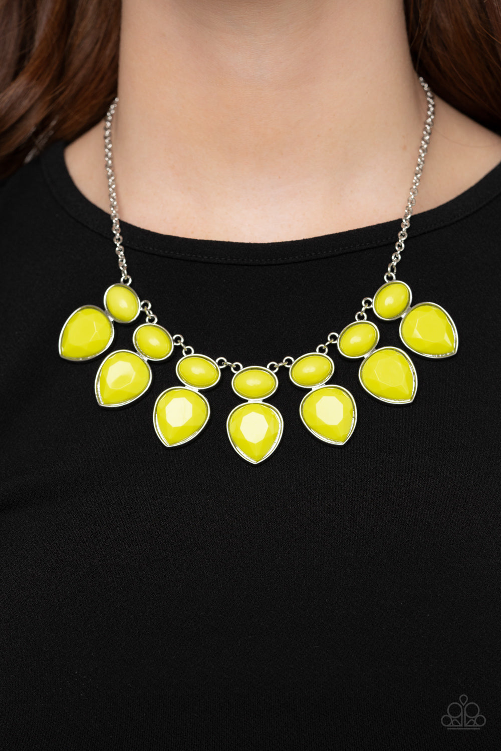 Modern Masquerade - Yellow Paparazzi Accessories Necklace $5 Jewelry with Janet Morgan Jewelry