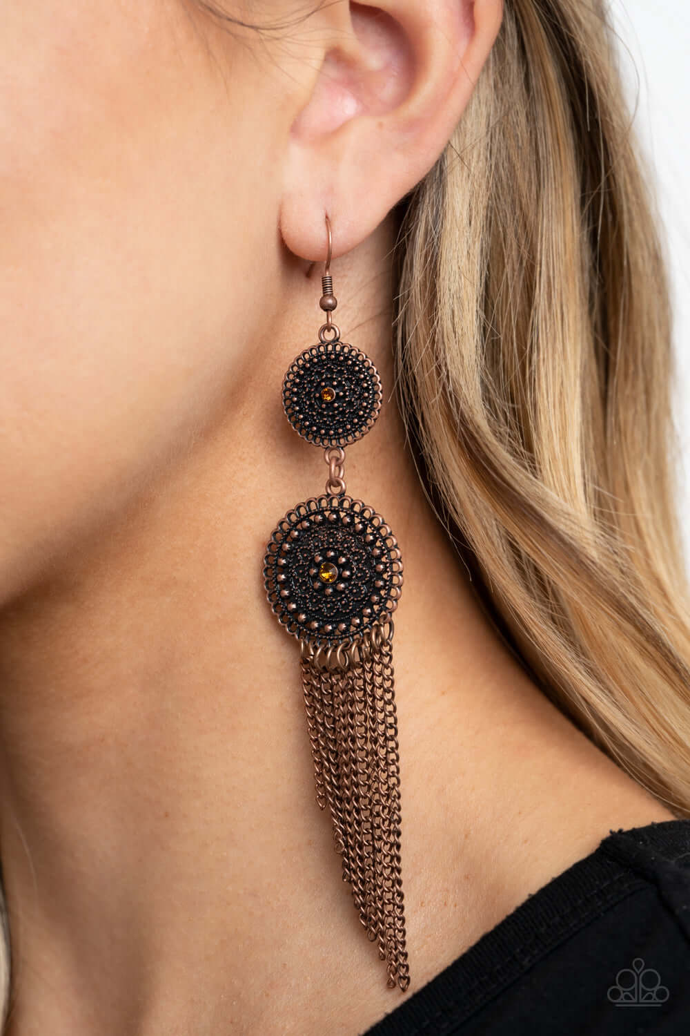 Medallion Mecca - Copper Paparazzi Accessories Earrings $5 Jewelry with Janet Morgan Earrings