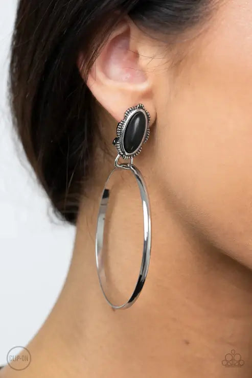 Paparazzi At Long LASSO - Black Clip-On Accessories,Clip On Earrings,earrings