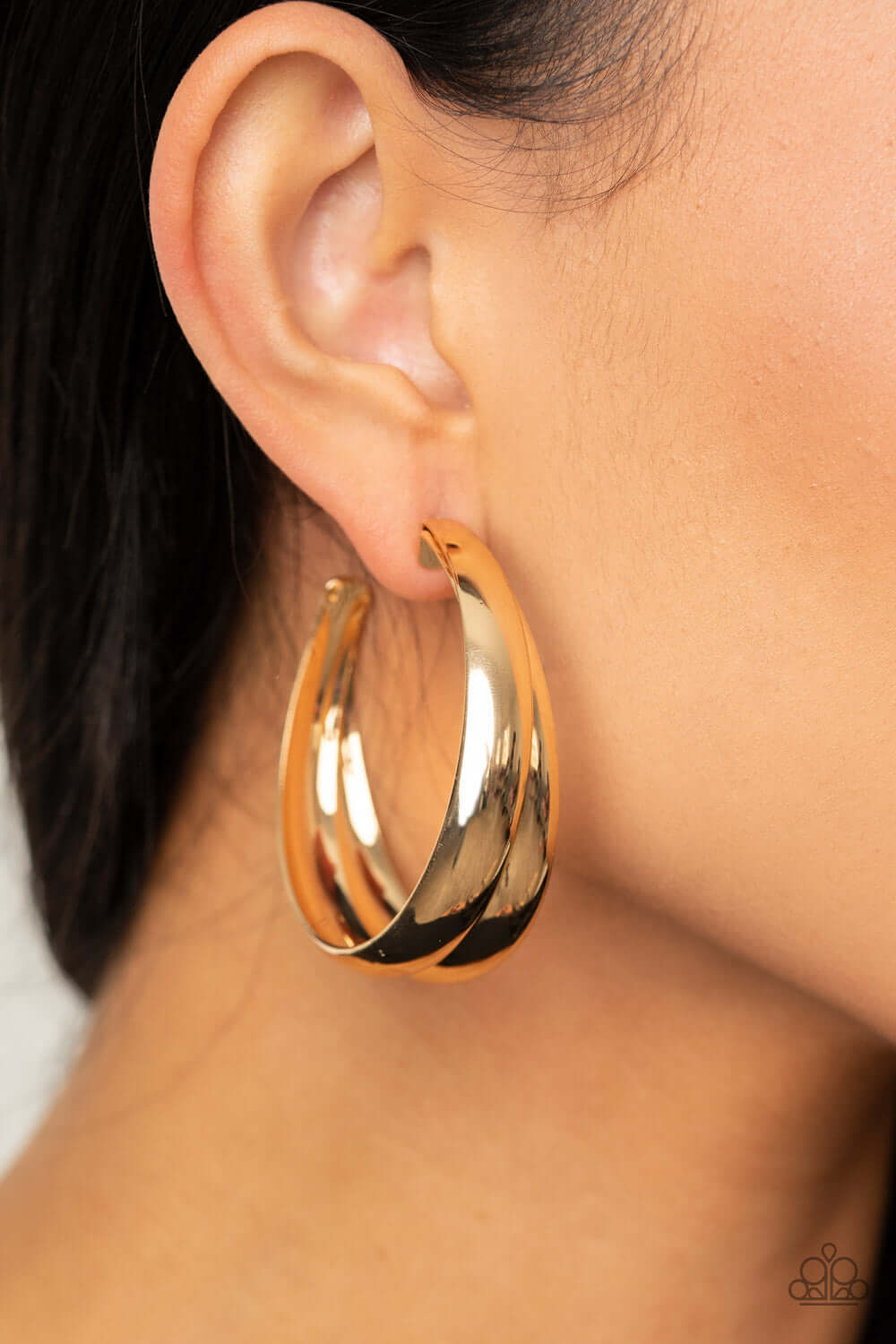 Colossal Curves - Gold Paparazzi Accessories Earrings $5 Jewelry with Janet Morgan Earrings