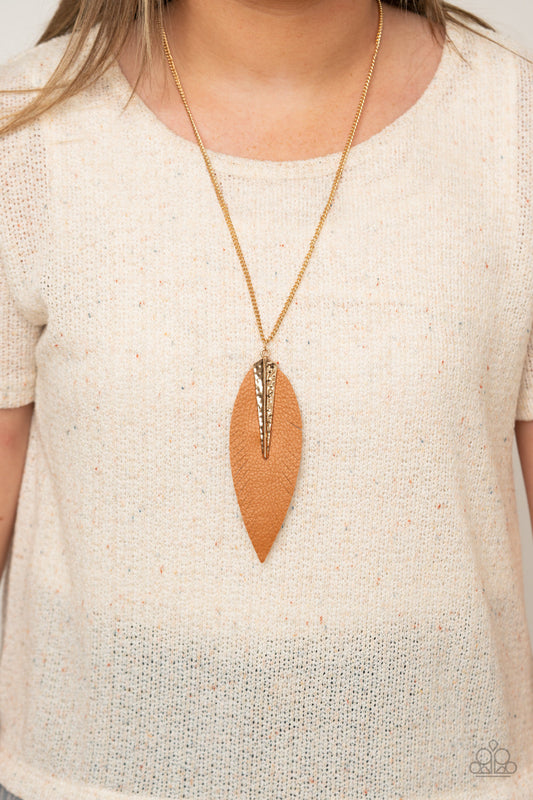 Quill Quest - Gold Paparazzi Accessories Necklace $5 Jewelry with Janet Morgan Necklaces