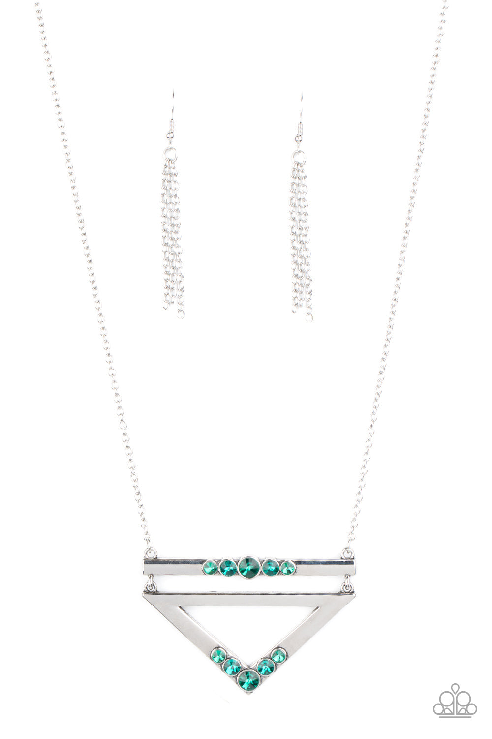 Triangulated Twinkle - Green Paparazzi Accessories Necklace $5 Jewelry with Janet Morgan Necklaces