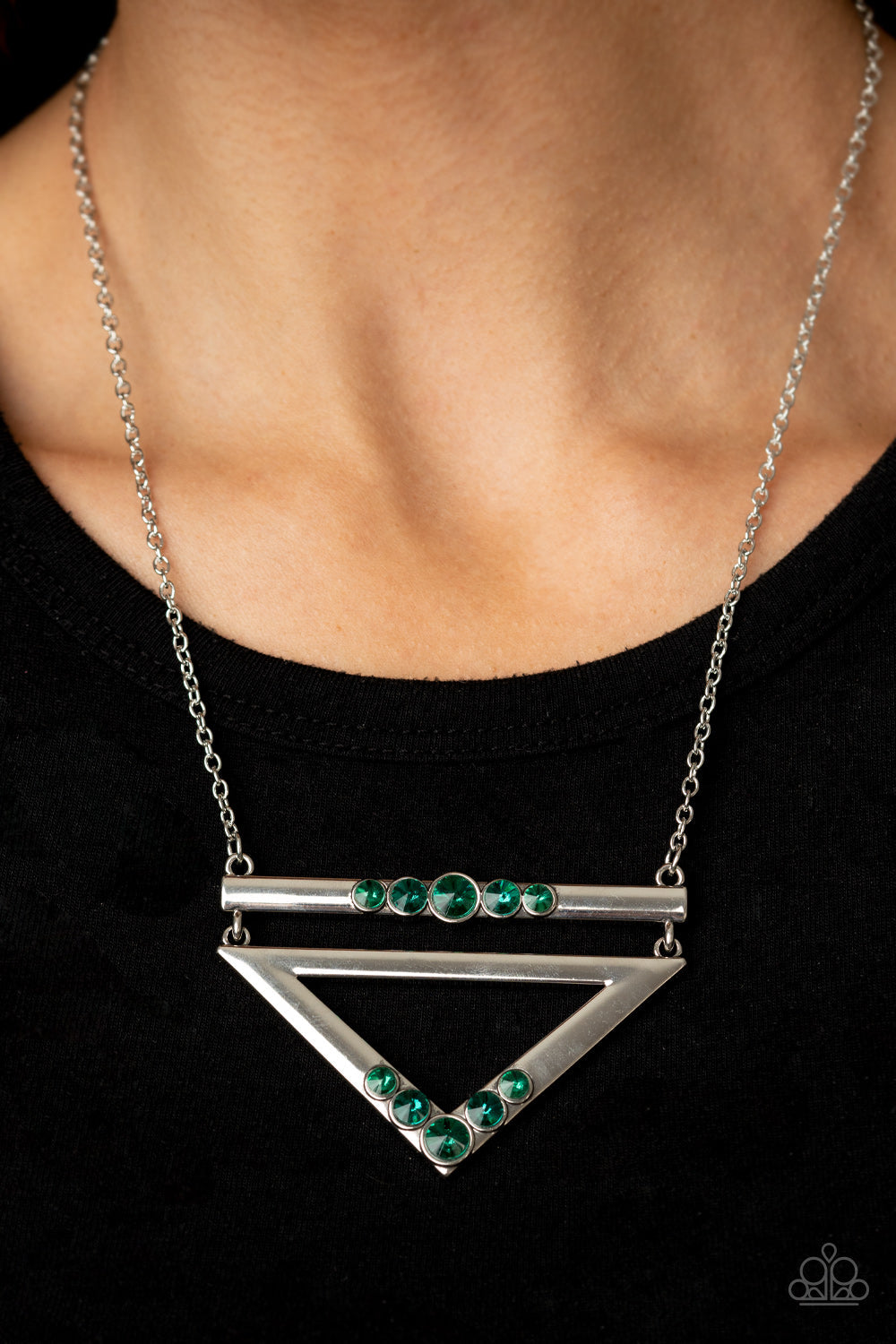 Triangulated Twinkle - Green Paparazzi Accessories Necklace $5 Jewelry with Janet Morgan Necklaces