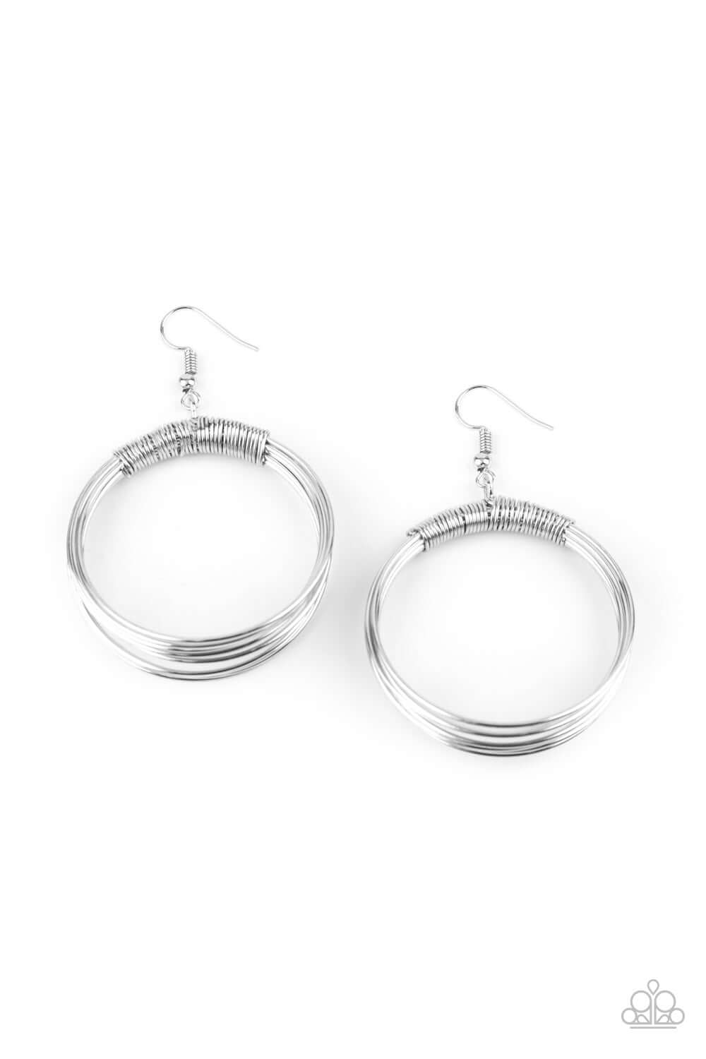 TMST Bling Urban-Spun - Silver Paparazzi Accessories Earrings