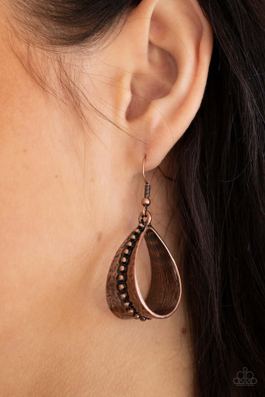 TMST Bling STIRRUP Some Trouble - Copper Paparazzi Accessories Earrings