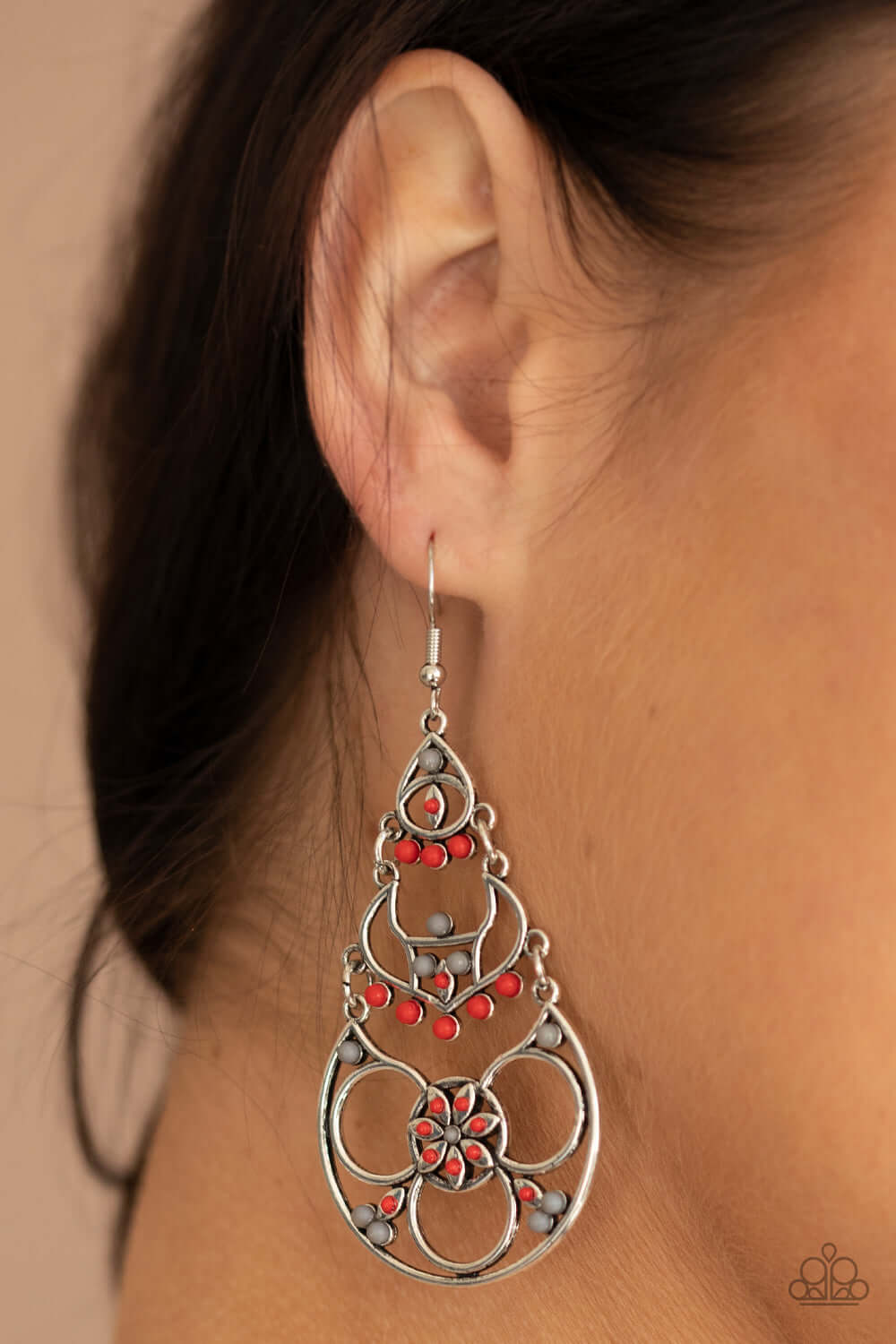 Garden Melody - Red Paparazzi Accessories Earrings $5 Jewelry with Janet Morgan Earrings