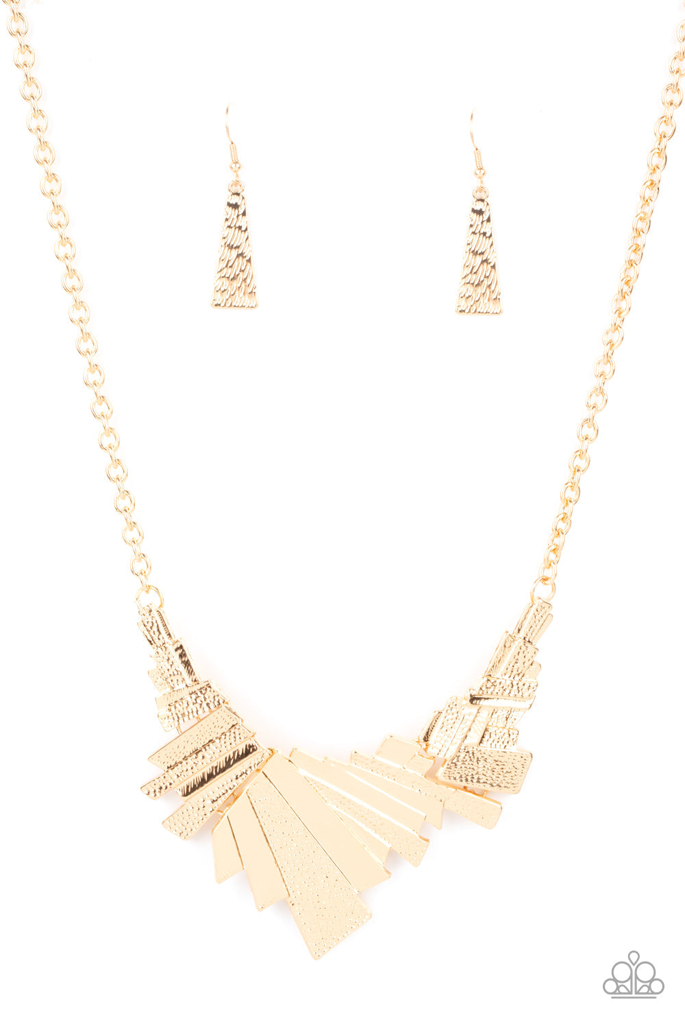 Happily Ever AFTERSHOCK - Gold Paparazzi Accessories Necklace $5 Jewelry with Janet Morgan Necklaces