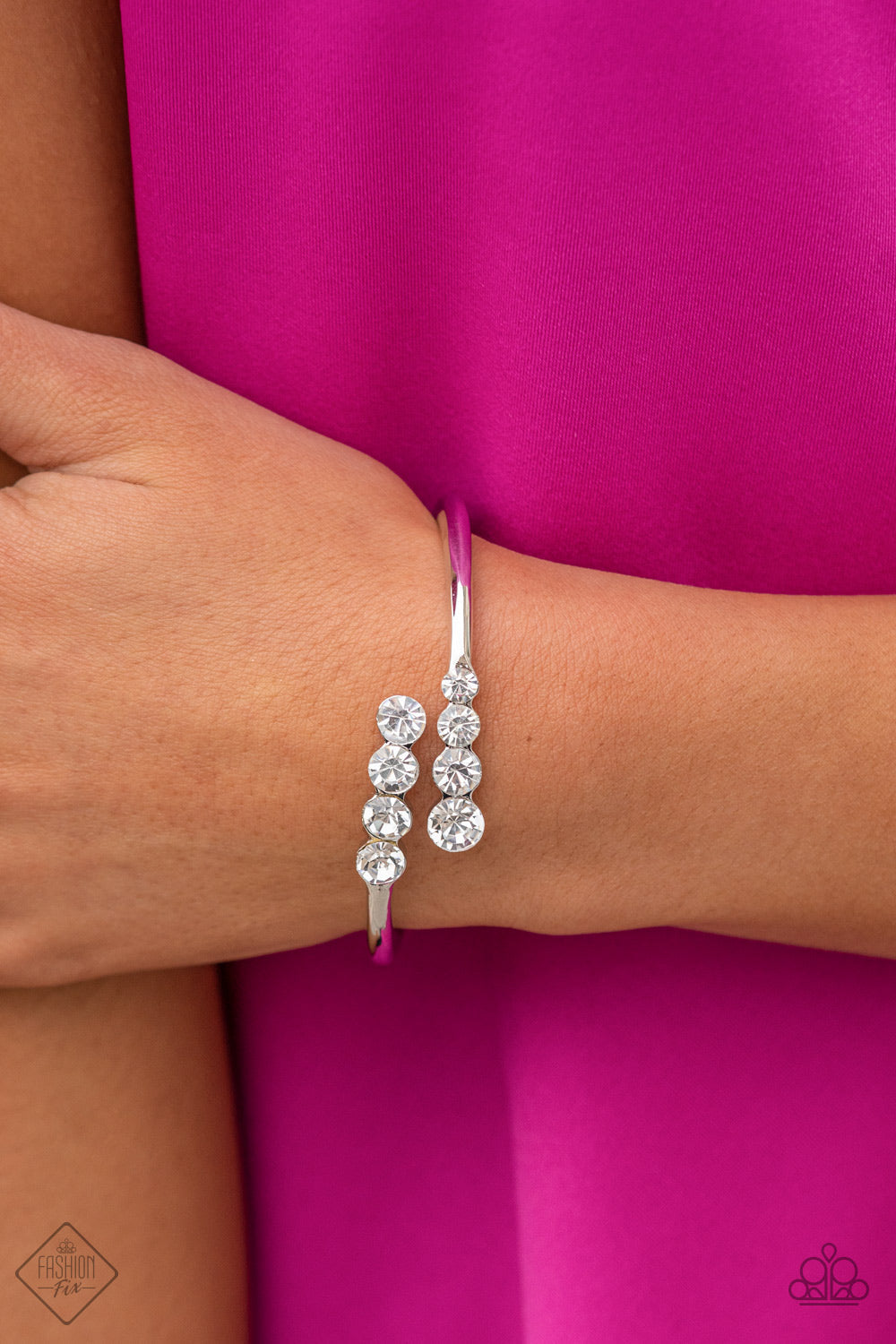 Defying Dazzle - Paparazzi Accessories White Bracelet $5 Jewelry with Janet Morgan Bracelets