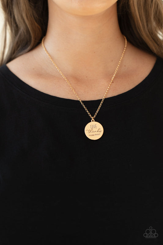 Give Thanks - Gold Paparazzi Accessories Necklace $5 Jewelry with Janet Morgan Necklaces